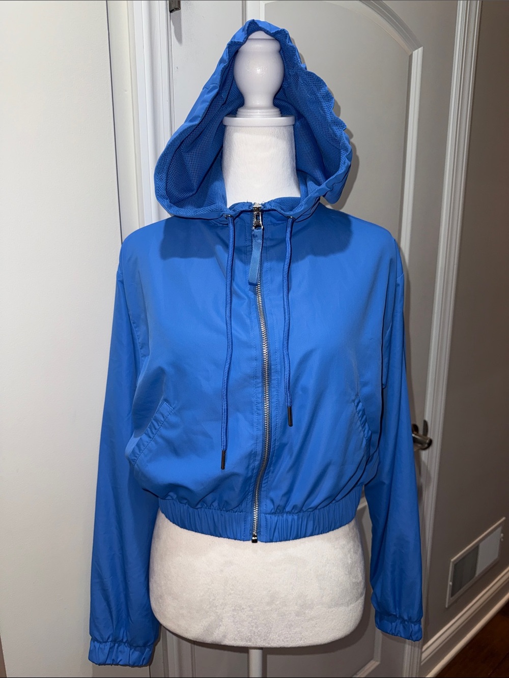 Forever 21 Royal Blue Hooded Zip Bomber Jacket
